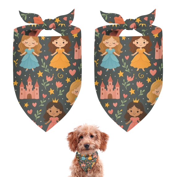 Dog Bandana 2 Pack,Colorful Princess Castle Pattern Bandanas for Dogs,Cat Bandana,Small/ Large Dog Bandana 2 Size,Dog Bandanas