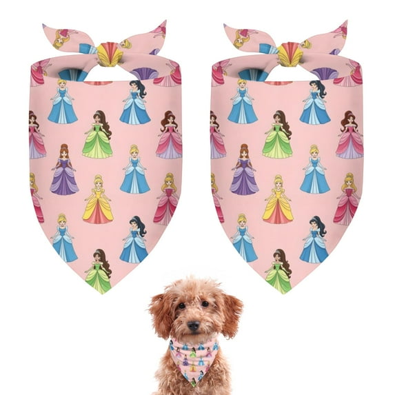 Dog Bandana 2 Pack,Colorful Princess Pattern Bandanas for Dogs,Cat Bandana,Small/ Large Dog Bandana 2 Size,Dog Bandanas