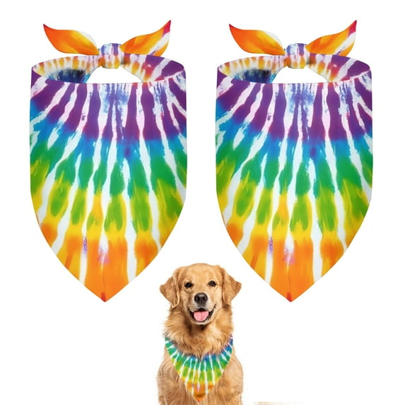 Dog Bandana 2 Pack,Colorful Rainbow Tie Dye Spiral Pattern Bandanas for Dogs,Cat Bandana,Small/ Large Dog Bandana 2 Size,Dog Bandanas