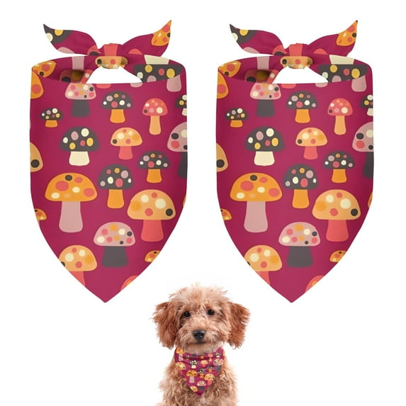 Dog Bandana 2 Pack,Colorful Spotted Mushroom Red Pattern Bandanas for Dogs,Cat Bandana,Small/ Large Dog Bandana 2 Size,Dog Bandanas
