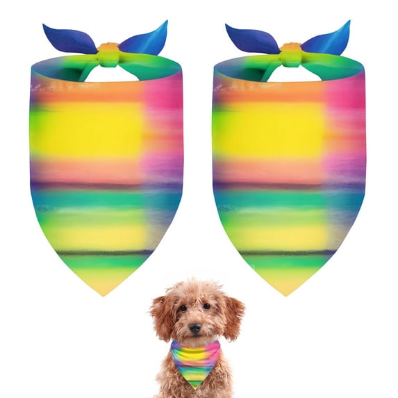 Dog Bandana 2 Pack,Colorful Striped Tie Dye Pattern Bandanas for Dogs,Cat Bandana,Small/ Large Dog Bandana 2 Size,Dog Bandanas