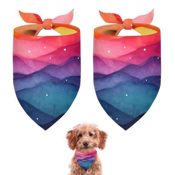 Dog Bandana 2 Pack,Colorful Tie Dye Mountain Pattern Bandanas for Dogs,Cat Bandana,Small/ Large Dog Bandana 2 Size,Dog Bandanas Girl Boy