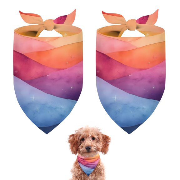 Dog Bandana 2 Pack,Colorful Tie Dye Mountain Pattern Bandanas for Dogs,Cat Bandana,Small/ Large Dog Bandana 2 Size,Dog Bandanas