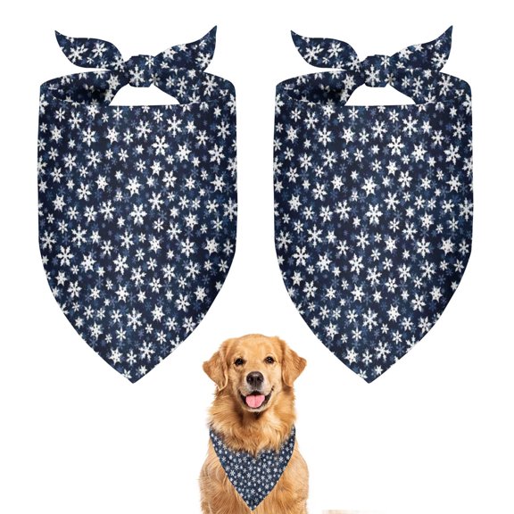 Dog Bandana 2 Pack,Dark Blue Christmas Snowflake Pattern Bandanas for Dogs,Cat Bandana,Small/ Large Dog Bandana 2 Size,Dog Bandanas Girl Boy