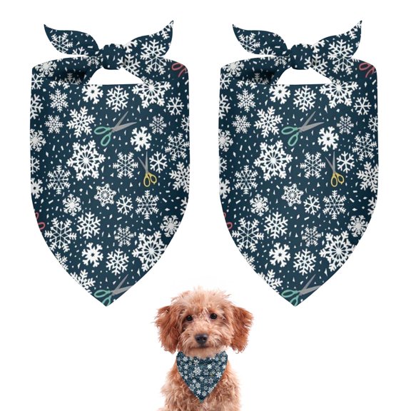 Dog Bandana 2 Pack,Dark Blue Christmas Snowflake Pattern Bandanas for Dogs,Cat Bandana,Small/ Large Dog Bandana 2 Size,Dog Bandanas Girl Boy