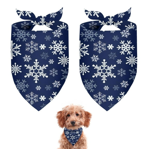 Dog Bandana 2 Pack,Dark Blue Christmas Snowflake Pattern Bandanas for Dogs,Cat Bandana,Small/ Large Dog Bandana 2 Size,Dog Bandanas Girl Boy