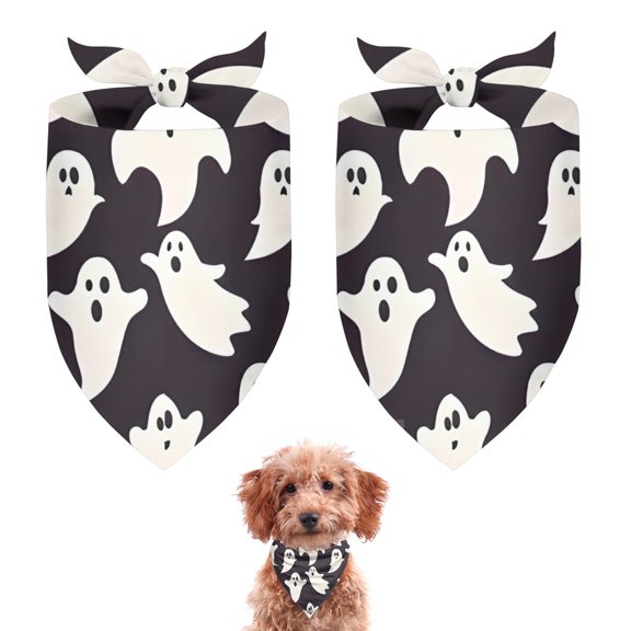 Dog Bandana 2 Pack,Dark Halloween White Ghosts Bandanas for Dogs,Cat Bandana,Small/ Large Dog Bandana 2 Size,Dog Bandanas Girl Boy