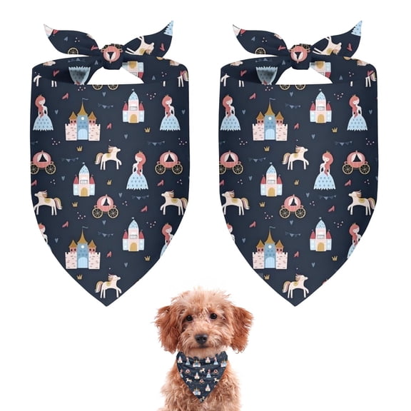 Dog Bandana 2 Pack,Dark Princess Castle Pattern Bandanas for Dogs,Cat Bandana,Small/ Large Dog Bandana 2 Size,Dog Bandanas