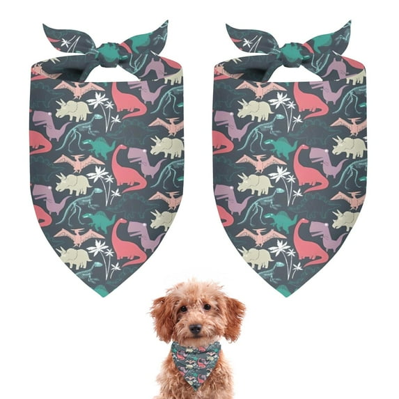 Dog Bandana 2 Pack,DarkGreen Dinosaurs Pattern Bandanas for Dogs,Cat Bandana,Small/ Large Dog Bandana 2 Size,Dog Bandanas