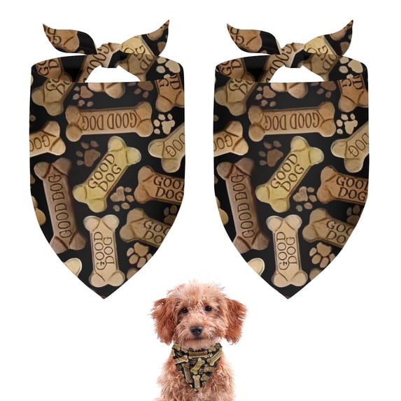 Dog Bandana 2 Pack,Dog Bones and Dog Footprints Bandanas for Dogs,Cat Bandana,Small/ Large Dog Bandana 2 Size,Dog Bandanas
