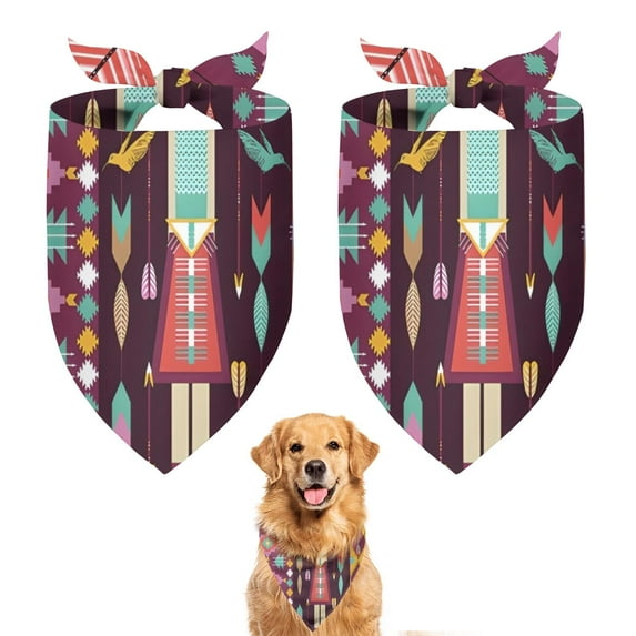 Dog Bandana 2 Pack,Ethnic Figure and Pattern Bandanas for Dogs,Cat Bandana,Small/ Large Dog Bandana 2 Size,Dog Bandanas Girl Boy