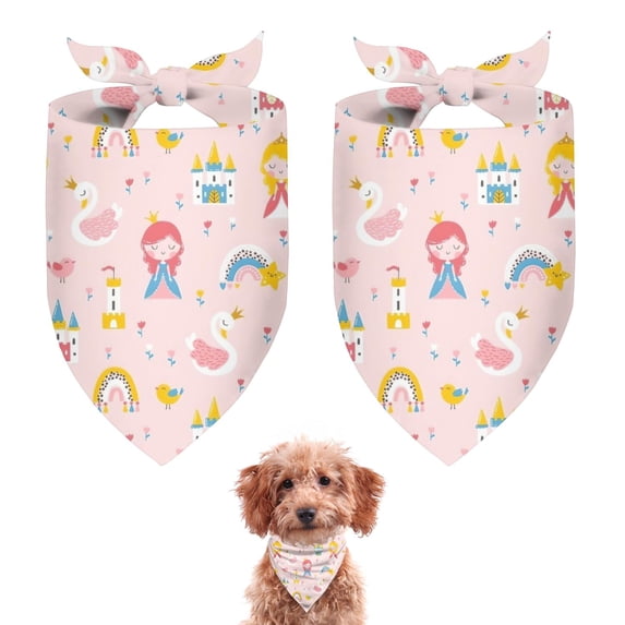 Dog Bandana 2 Pack,Fairy Tale Princess Pattern Bandanas for Dogs,Cat Bandana,Small/ Large Dog Bandana 2 Size,Dog Bandanas
