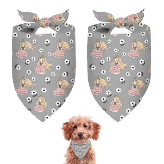 Dog Bandana 2 Pack,Flower Princess Pattern Bandanas for Dogs,Cat Bandana,Small/ Large Dog Bandana 2 Size,Dog Bandanas