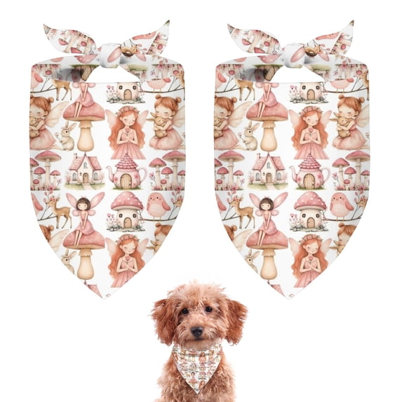 Dog Bandana 2 Pack,Forest Fairy Princess Pattern Bandanas for Dogs,Cat Bandana,Small/ Large Dog Bandana 2 Size,Dog Bandanas