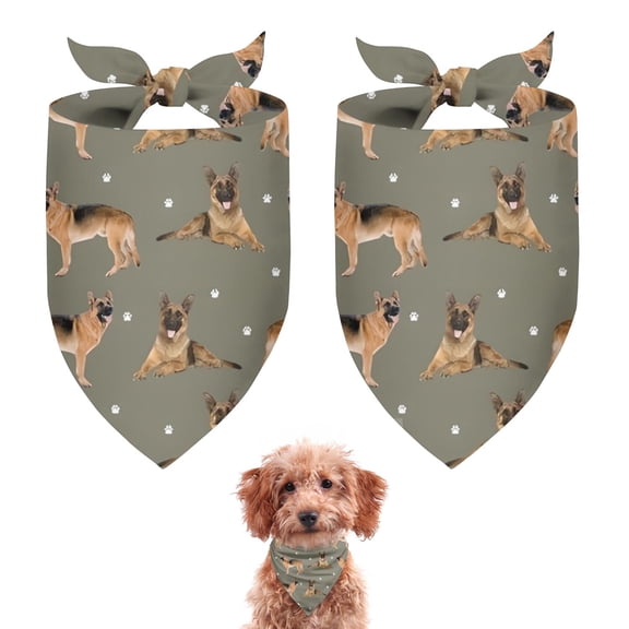 Dog Bandana 2 Pack,German Shepherd Dog and Footprint Bandanas for Dogs,Cat Bandana,Small/ Large Dog Bandana 2 Size,Dog Bandanas