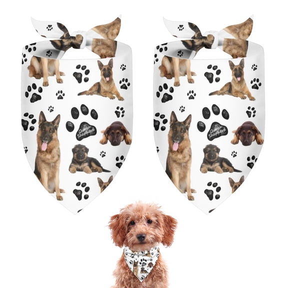 Dog Bandana 2 Pack,German Shepherd Dog and Footprint Bandanas for Dogs,Cat Bandana,Small/ Large Dog Bandana 2 Size,Dog Bandanas