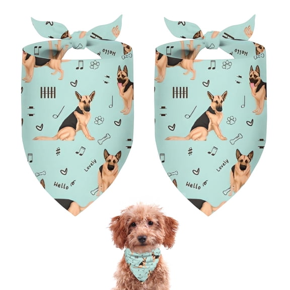 Dog Bandana 2 Pack,German Shepherd Dog and Music Bandanas for Dogs,Cat Bandana,Small/ Large Dog Bandana 2 Size,Dog Bandanas