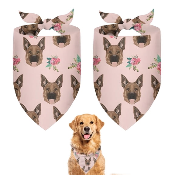 Dog Bandana 2 Pack,German Shepherd and Pioneer Flower Bandanas for Dogs,Cat Bandana,Small/ Large Dog Bandana 2 Size,Dog Bandanas