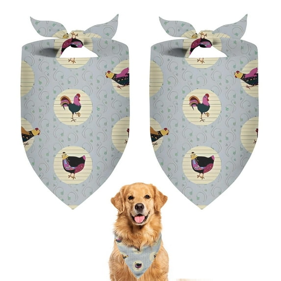 Dog Bandana 2 Pack,Gray Chicken Circle Pattern Bandanas for Dogs,Cat Bandana,Small/ Large Dog Bandana 2 Size,Dog Bandanas Girl Boy