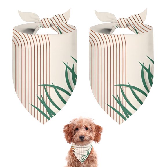 Dog Bandana 2 Pack,Green Boho Geometric and Plant Pattern Bandanas for Dogs,Cat Bandana,Small/ Large Dog Bandana 2 Size,Dog Bandanas Girl Boy