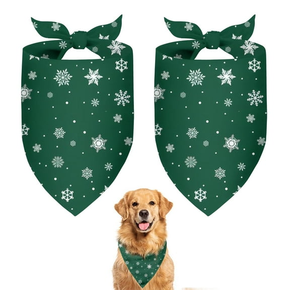 Dog Bandana 2 Pack,Green Christmas Snowflake Pattern Bandanas for Dogs,Cat Bandana,Small/ Large Dog Bandana 2 Size,Dog Bandanas Girl Boy