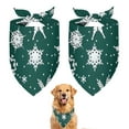 thumbnail image 1 of Dog Bandana 2 Pack,Green Christmas Snowflake Pattern Bandanas for Dogs,Cat Bandana,Small/ Large Dog Bandana 2 Size,Dog Bandanas Girl Boy, 1 of 6
