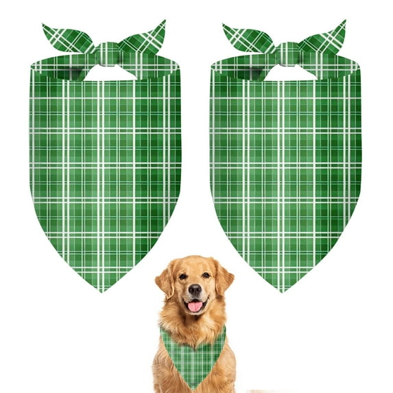 Dog Bandana 2 Pack,Green White Checkerboard Checkered Pattern Bandanas for Dogs,Cat Bandana,Small/ Large Dog Bandana 2 Size,Dog Bandanas