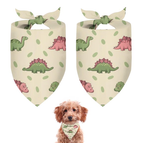 Dog Bandana 2 Pack,Green and Pink Dinosaur Pattern Bandanas for Dogs,Cat Bandana,Small/ Large Dog Bandana 2 Size,Dog Bandanas