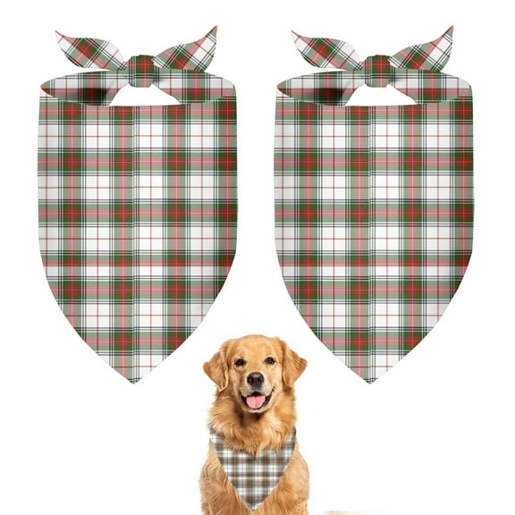Dog Bandana 2 Pack,Green and Red Christmas Plaid Pattern Bandanas for Dogs,Cat Bandana,Small/ Large Dog Bandana 2 Size,Dog Bandanas Girl Boy