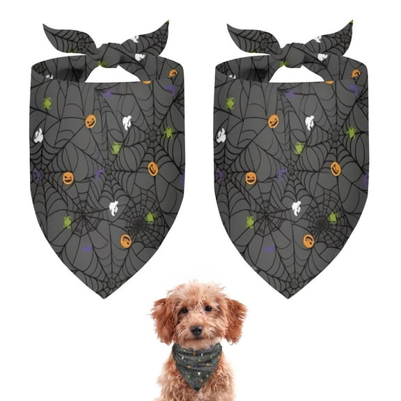 Dog Bandana 2 Pack,Halloween Colorful Spider Web Pattern Bandanas for Dogs,Cat Bandana,Small/ Large Dog Bandana 2 Size,Dog Bandanas Girl Boy