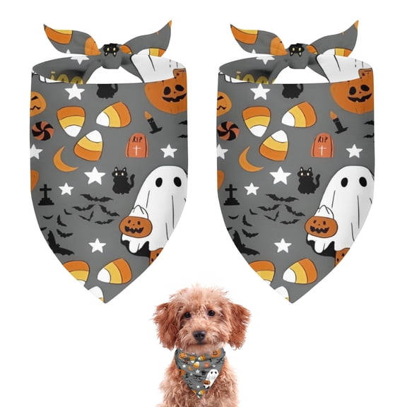 Dog Bandana 2 Pack,Halloween Cute Ghosts with Boo Bandanas for Dogs,Cat Bandana,Small/ Large Dog Bandana 2 Size,Dog Bandanas Girl Boy