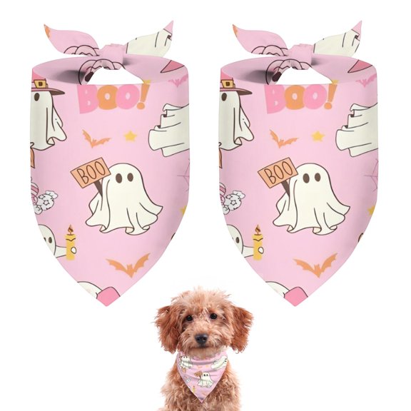 Dog Bandana 2 Pack,Halloween Cute Ghosts with Boo Bandanas for Dogs,Cat Bandana,Small/ Large Dog Bandana 2 Size,Dog Bandanas Girl Boy