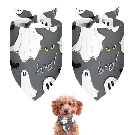 Dog Bandana 2 Pack,Halloween Ghost Eyes Pattern Bandanas for Dogs,Cat Bandana,Small/ Large Dog Bandana 2 Size,Dog Bandanas Girl Boy