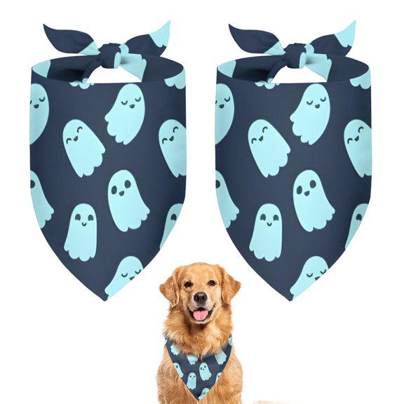 Dog Bandana 2 Pack,Halloween Ghost Pattern Bandanas for Dogs,Cat Bandana,Small/ Large Dog Bandana 2 Size,Dog Bandanas Girl Boy