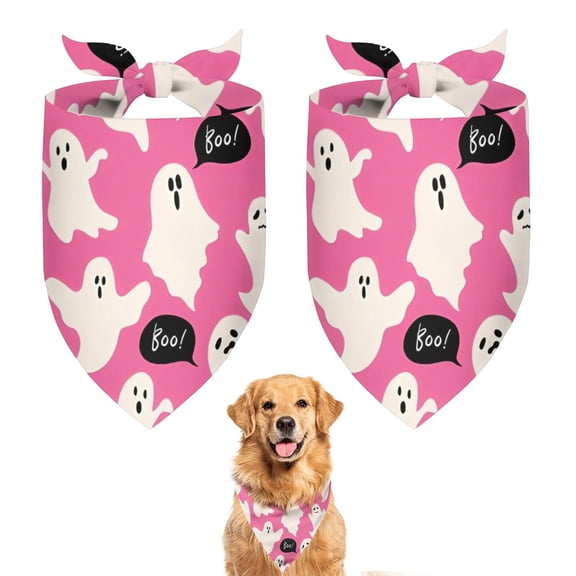 Dog Bandana 2 Pack,Halloween Ghosts with Boo Bandanas for Dogs,Cat Bandana,Small/ Large Dog Bandana 2 Size,Dog Bandanas Girl Boy