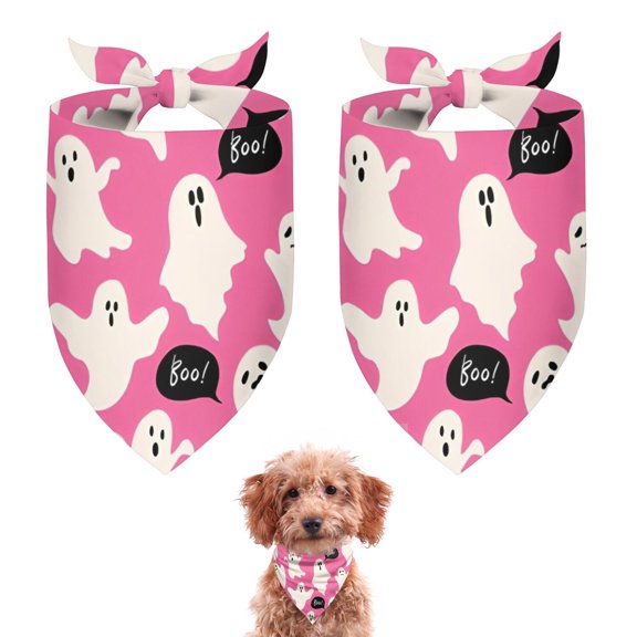 Dog Bandana 2 Pack,Halloween Ghosts with Boo Bandanas for Dogs,Cat Bandana,Small/ Large Dog Bandana 2 Size,Dog Bandanas Girl Boy
