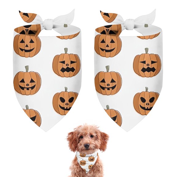 Dog Bandana 2 Pack,Halloween Pumpkin Grid Pattern Bandanas for Dogs,Cat Bandana,Small/ Large Dog Bandana 2 Size,Dog Bandanas Girl Boy