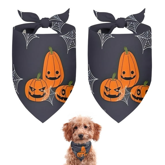 Dog Bandana 2 Pack,Halloween Pumpkins Ghosts and Spider Webs Bandanas for Dogs,Cat Bandana,Small/ Large Dog Bandana 2 Size,Dog Bandanas Girl Boy