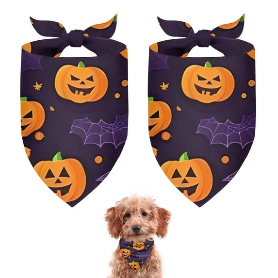 Dog Bandana 2 Pack,Halloween Pumpkins and Bat Webs Bandanas for Dogs,Cat Bandana,Small/ Large Dog Bandana 2 Size,Dog Bandanas Girl Boy
