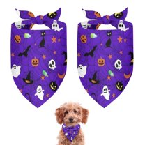 Dog Bandana 2 Pack,Halloween Purple Spider Web Pattern Bandanas for Dogs,Cat Bandana,Small/ Large Dog Bandana 2 Size,Dog Bandanas Girl Boy