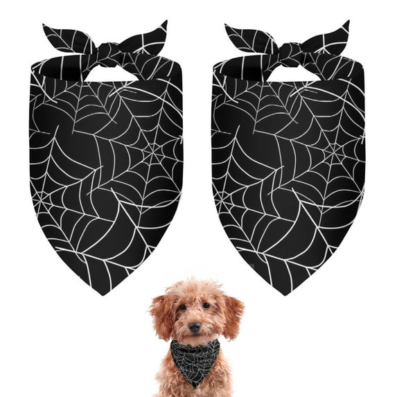 Dog Bandana 2 Pack,Halloween Spider Webs Bandanas for Dogs,Cat Bandana,Small/ Large Dog Bandana 2 Size,Dog Bandanas Girl Boy