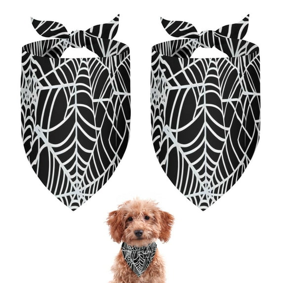 Dog Bandana 2 Pack,Halloween White Spider Web Pattern Bandanas for Dogs,Cat Bandana,Small/ Large Dog Bandana 2 Size,Dog Bandanas Girl Boy