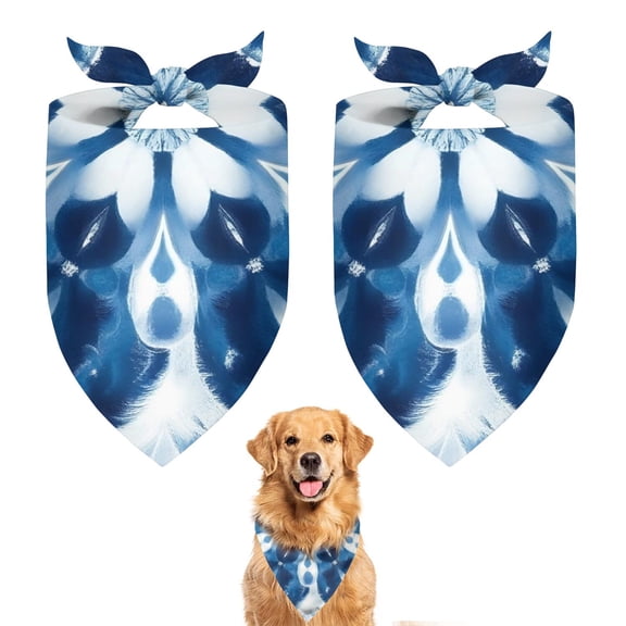Dog Bandana 2 Pack,Indigo Tie Dye Floral Mandala Bandanas for Dogs,Cat Bandana,Small/ Large Dog Bandana 2 Size,Dog Bandanas Girl Boy