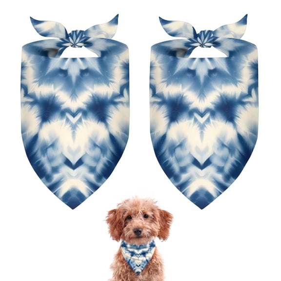 Dog Bandana 2 Pack,Indigo Tie Dye Star Bandanas for Dogs,Cat Bandana,Small/ Large Dog Bandana 2 Size,Dog Bandanas