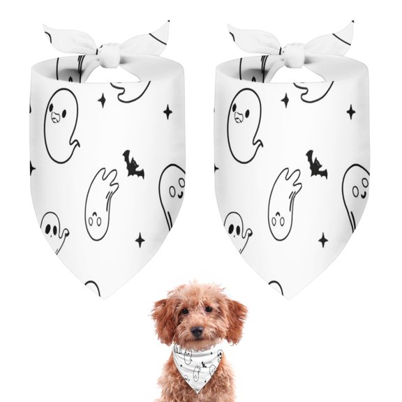 Dog Bandana 2 Pack,Minimalist Halloween Ghost Pattern Bandanas for Dogs,Cat Bandana,Small/ Large Dog Bandana 2 Size,Dog Bandanas Girl Boy