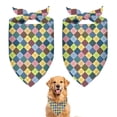 thumbnail image 1 of Dog Bandana 2 Pack,Multi Color Diamond Checkerboard Checkered Pattern Bandanas for Dogs,Cat Bandana,Small/ Large Dog Bandana 2 Size,Dog Bandanas, 1 of 6