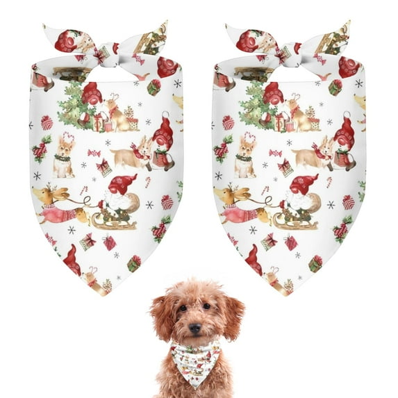 Dog Bandana 2 Pack,Multicolor Christmas Pattern Bandanas for Dogs,Cat Bandana,Small/ Large Dog Bandana 2 Size,Dog Bandanas Girl Boy