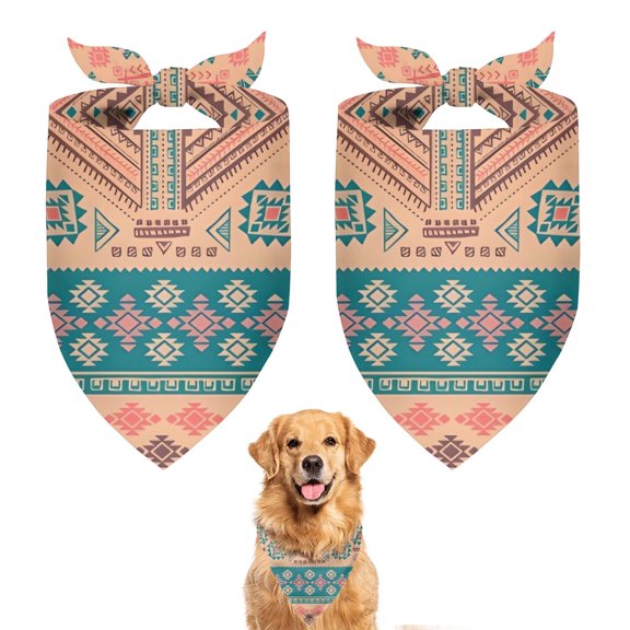 Dog Bandana 2 Pack,Multicolor Geometric Boho Pattern Bandanas for Dogs,Cat Bandana,Small/ Large Dog Bandana 2 Size,Dog Bandanas Girl Boy