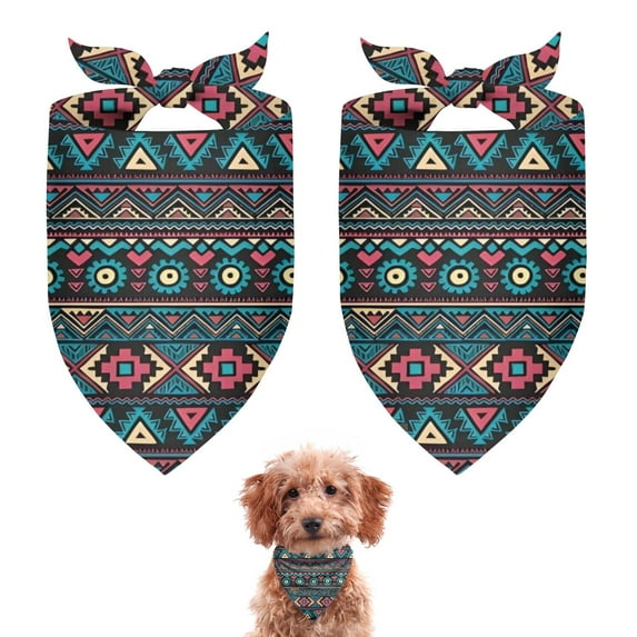 Dog Bandana 2 Pack,Multicolor Triangular and Diamond Shaped Geometric Boho Bandanas for Dogs,Cat Bandana,Small/ Large Dog Bandana 2 Size,Dog Bandanas Girl Boy