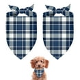 thumbnail image 1 of Dog Bandana 2 Pack,Navy White Plaid Checkered Pattern Bandanas for Dogs,Cat Bandana,Small/ Large Dog Bandana 2 Size,Dog Bandanas, 1 of 6